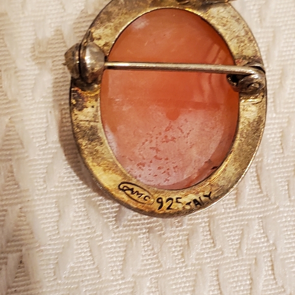 VINTAGE ITALY GENUINE SHELL SIGNED .925 CAMEO Sterling Silver Signed AMC AETISAN - Picture 7 of 12
